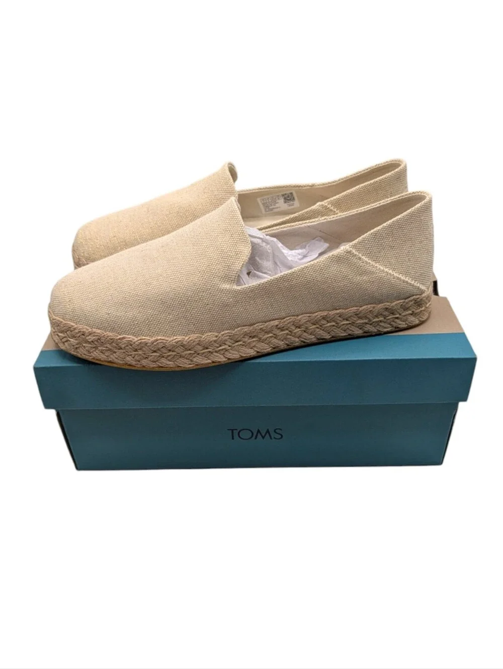 Toms Alison Dark Natural Metallic Linen Espadrilles Slip-On Shoes 11